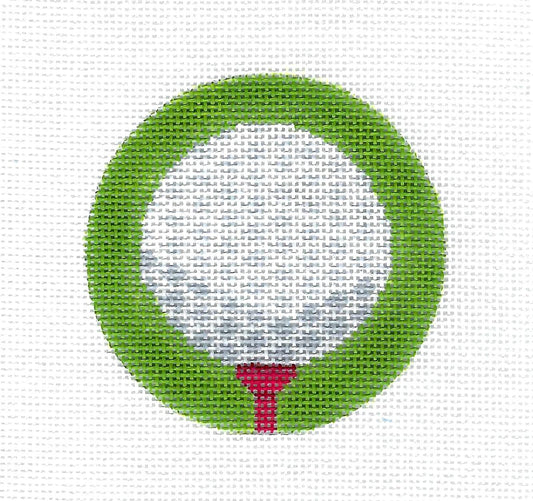 3" Round ~ GOLF BALL on a TEE 3" Round Ornament handpainted Needlepoint Canvas by Needle Crossings