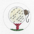 Sports ~ Golf Ball on a Tee handpainted 4" Round 18 mesh Needlepoint Canvas by Alice Peterson