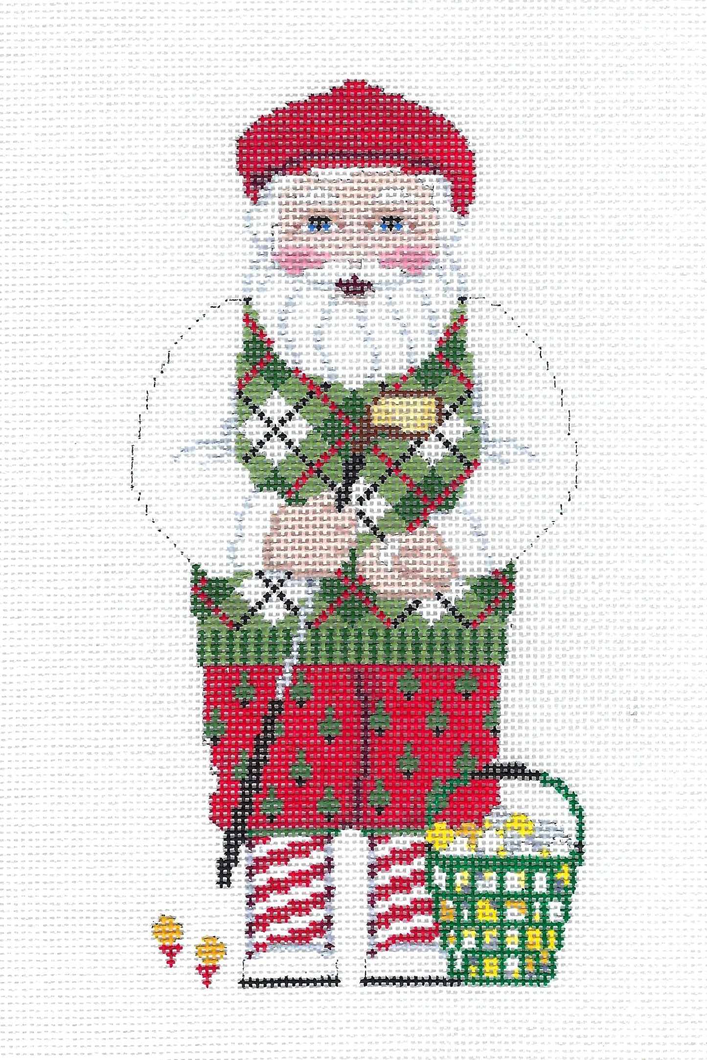Santa ~ Santa Playing Golf Christmas Ornament handpainted 18 Mesh Needlepoint Canvas by Susan Roberts