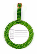 Accessory ~ LUGGAGE ID TAG Green textured Leather for 3" Round Needlepoint Canvas by LEE