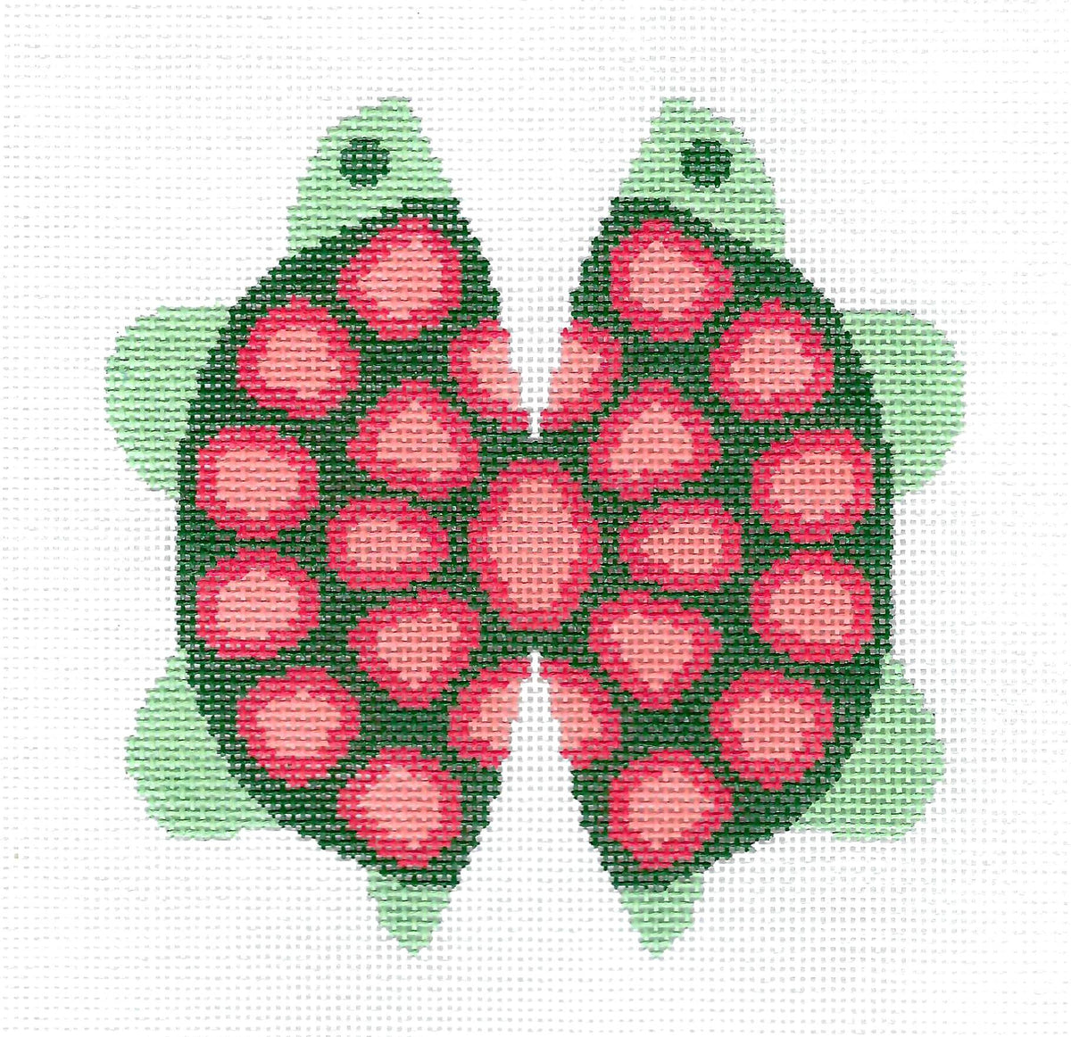 *EXCLUSIVE* ~ TURTLE in Green & Rose on 18 mesh handpainted Needlepoint Canvas by LEE