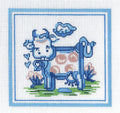 Hadley Pottery ~ COW in a Pasture 18 Mesh handpainted 5" SQ. Needlepoint Canvas by Silver Needle