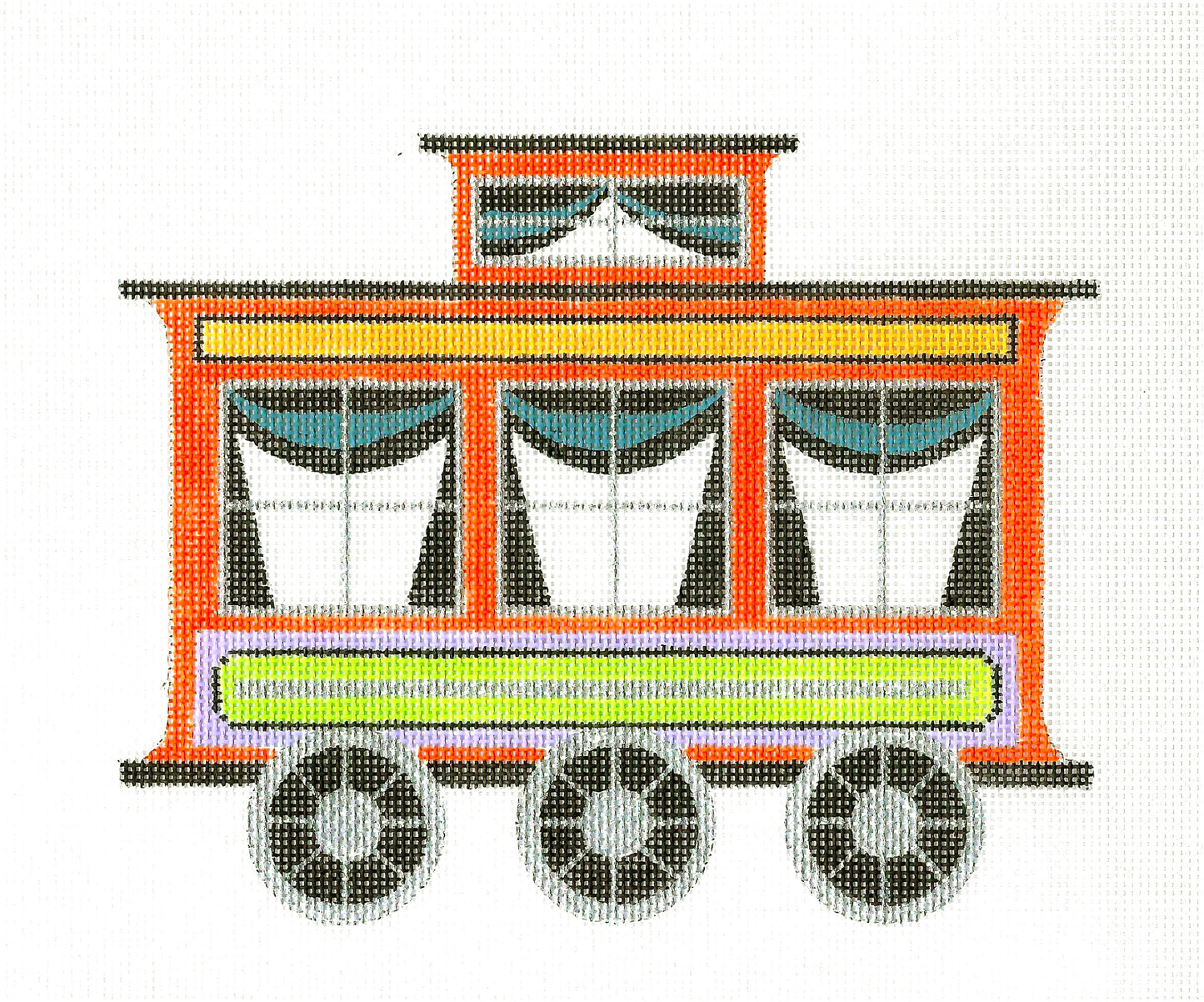 Halloween Train ~ Train Car #1  handpainted 18 Mesh Needlepoint Canvas by Raymond Crawford ** FINAL CANVAS **