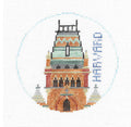 Travel Round ~ HARVARD UNIVERSITY in Massachusetts 18 Mesh handpainted 4" Rd. Needlepoint Canvas by Kathy Schenkel