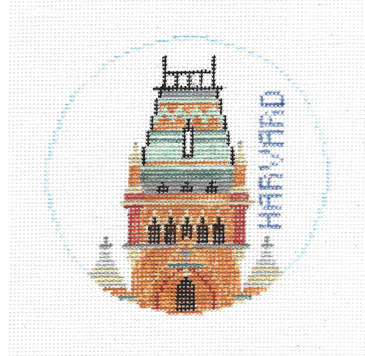 Travel Round ~ HARVARD UNIVERSITY in Massachusetts 18 Mesh handpainted 4" Rd. Needlepoint Canvas by Kathy Schenkel