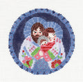 Holy Family ~ Mary, Joseph, and Jesus ~ Lavender handpainted 18 Mesh 4" Rd. Needlepoint Canvas Ornament by Abigail Cecile