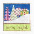 Christmas ~ "HOLY NIGHT" Scene 4" Square handpainted 18 Mesh Needlepoint Canvas Ornament by Eye Candy