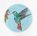 Bird Round ~ Elegant Rufous-Tailed Hummingbird 4" Round 18 Mesh handpainted Needlepoint Canvas by Needle Crossings