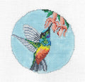 Bird Round ~ Elegant Gold-Bellied Star Frontlet Hummingbird 4" Round 18 Mesh handpainted Needlepoint Canvas by Needle Crossings