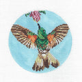 Bird Round ~ Buff Tailed Coronet Hummingbird 4" Rd. 18 Mesh handpainted Needlepoint Canvas by Needle Crossings