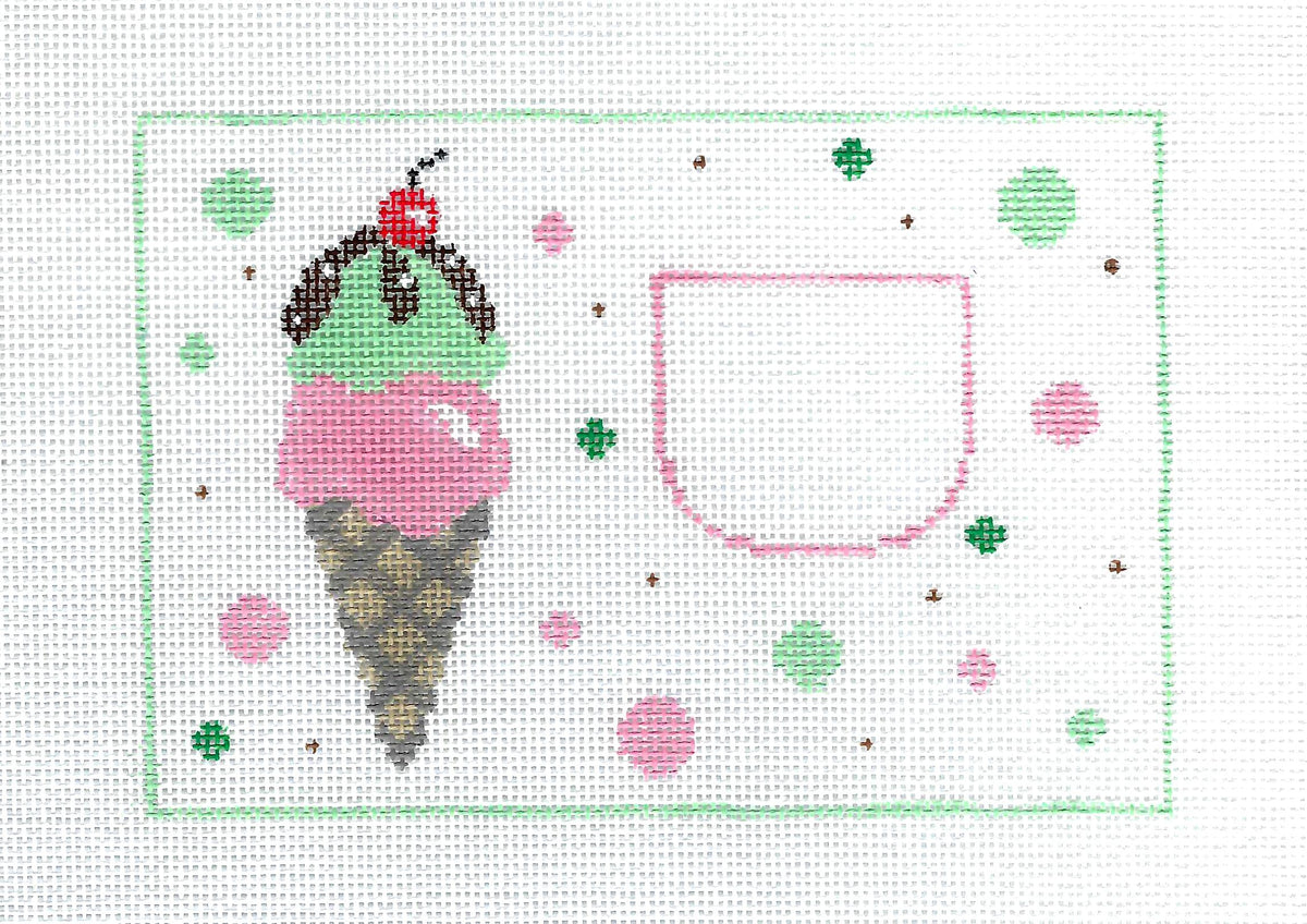 ICE CREAM CONE Tooth Fairy Pillow 2 Canvas SET handpainted 18 Mesh Needlepoint Canvas by Kathy Schenkel