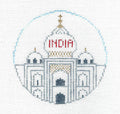 Travel Round ~ The Country of INDIA handpainted 4" Round 18 Mesh Needlepoint Canvas by Kathy Schenkel