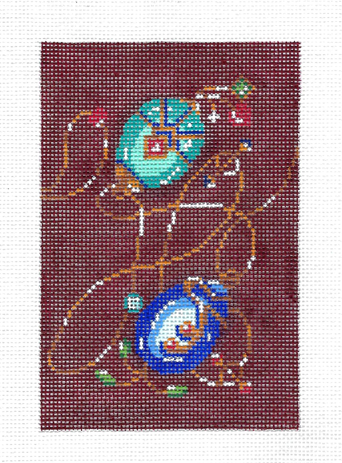 Insert ~ Two Jeweled FABERGE EGGS with GOLD RIBBON handpainted Needlepoint Canvas BC size Insert by LEE