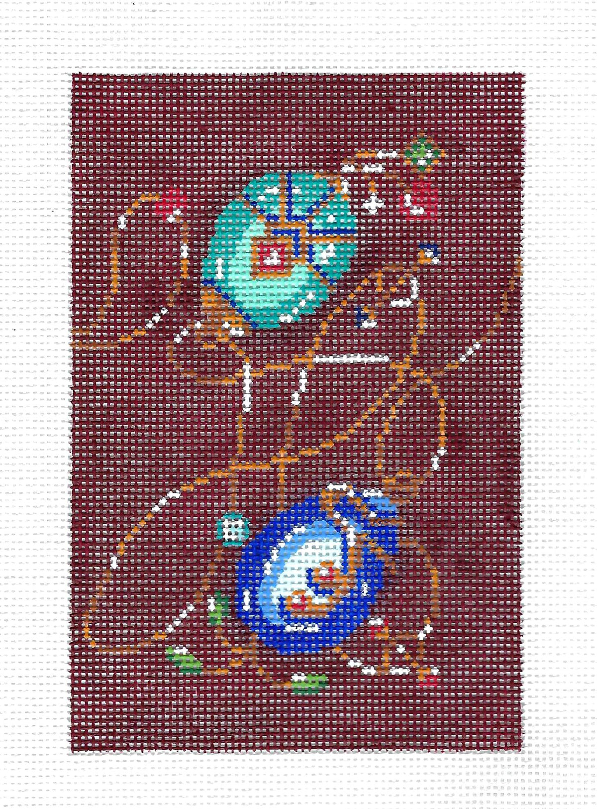Insert ~ Two Jeweled FABERGE EGGS with GOLD RIBBON handpainted BC INSERT Needlepoint Canvas by LEE