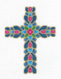 Cross ~ JEWELED PEACOCK CROSS  handpainted Needlepoint Ornament Canvas from Susan Roberts