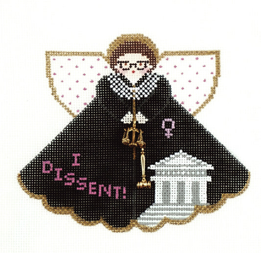 Angel ~ Here Comes the Judge Legal Angel with Law Charms handpainted 18 mesh Needlepoint Canvas by Painted Pony