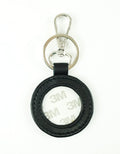 Key Tag ~ Black Leather Key Fob & Metal Clip & Ring for a Needlepoint Canvas Insert