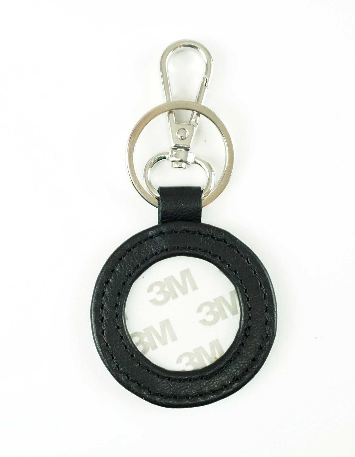 Key Tag ~ Black Leather Key Fob & Metal Clip & Ring for a Needlepoint Canvas Insert