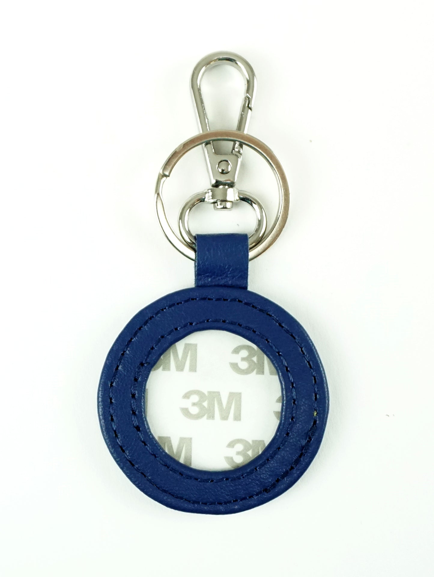 Key Tag ~ Dark Blue Leather Key Fob & Metal Clip & Ring for a Needlepoint Canvas Insert By Planet Earth