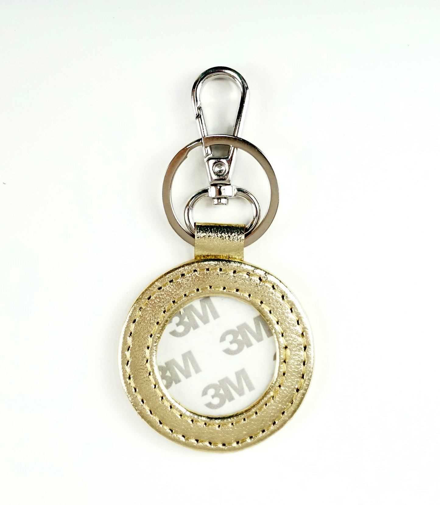 Key Tag ~ Metallic GOLD Leather Key Fob & Metal Clip & Ring for a Needlepoint  Canvas Insert