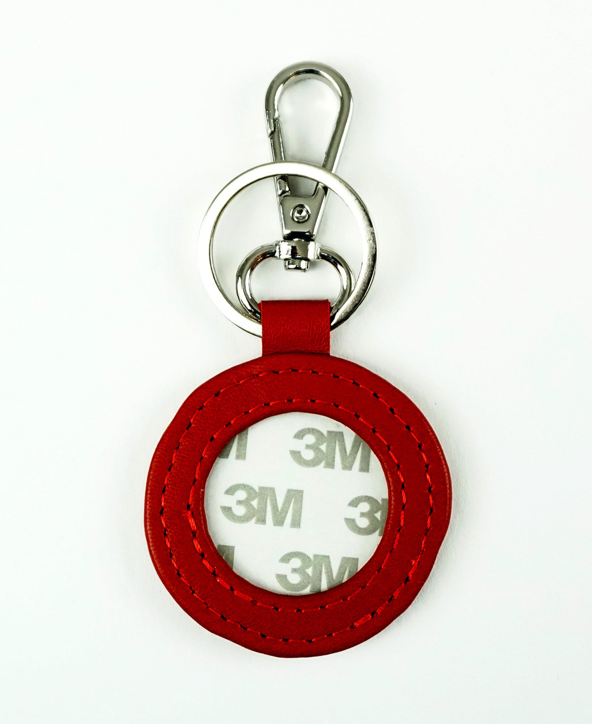 Key Tag ~ Red Leather Key Fob & Metal Clip & Ring for a  Needlepoint  Canvas Insert