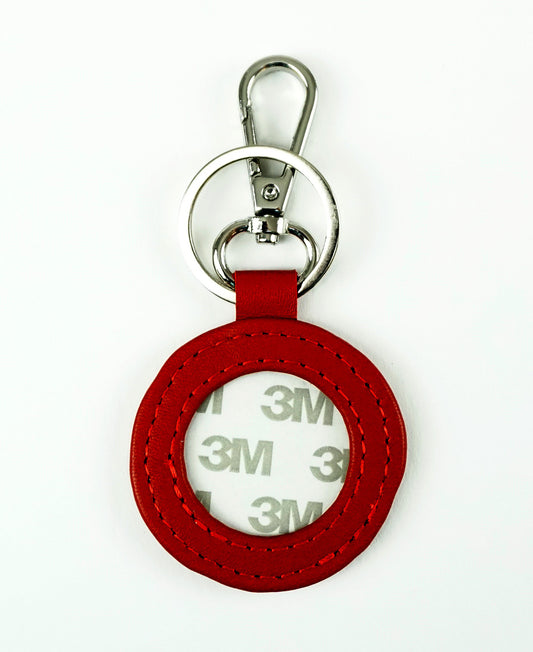 Key Tag ~ Red Leather Key Fob & Metal Clip & Ring for a  Needlepoint  Canvas Insert
