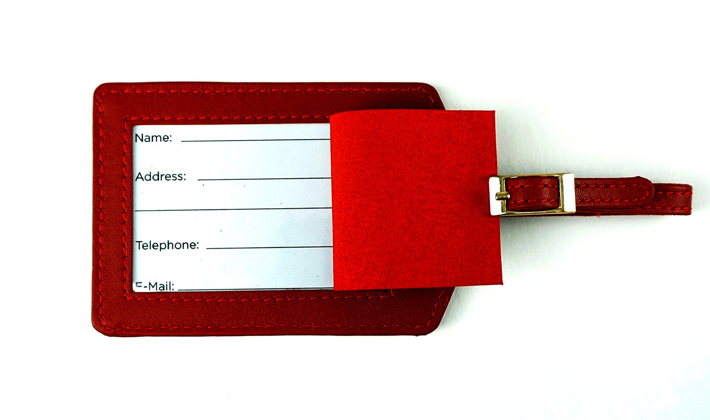 Accessory ~ Premium Red Leather Planet Earth Luggage or ID TAG for a Needlepoint Canvas