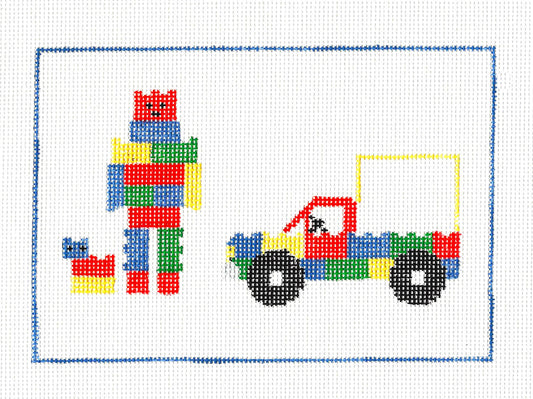 Tooth Fairy Canvas ~ Tooth Fairy Pillow LEGO TRUCK & Person  2 Canvas SET, HP 18 Mesh Child's Needlepoint Canvas by Kathy Schenkel