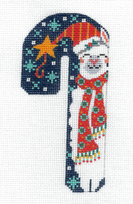 Medium Candy Cane ~ Llama on Dk. Blue Candy Cane Ornament HP Needlepoint Canvas Danji