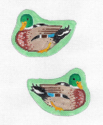 Bird ~ Male Mallard Duck 2 Sided Ornament handpainted Needlepoint Ornament Canvas by MM Designs