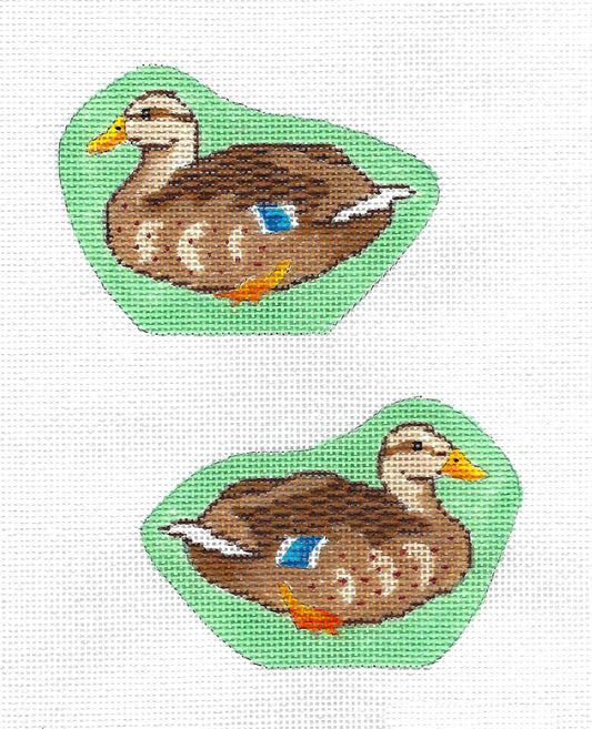 Bird ~ Female Mallard Duck 2 Sided Ornament 18 mesh handpainted Needlepoint Ornament Canvas by MM Designs