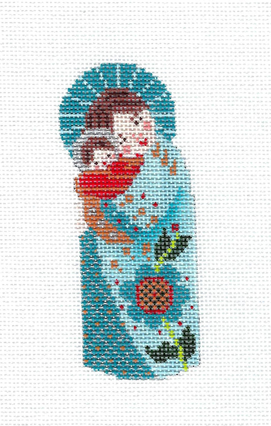 Nativity ~ Mary & Baby Jesus handpainted 18 Mesh Needlepoint Ornament Canvas by Abigail Cecile from PLD