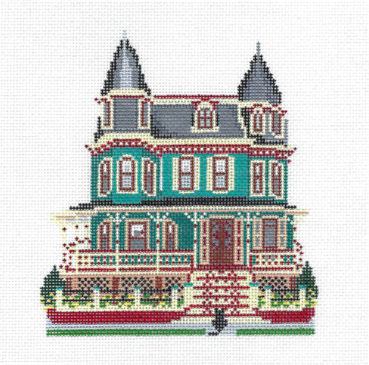 Historic House ~ The Merry Widow Inn, Cape May, New Jersey 18 mesh handpainted Needlepoint Canvas by Needle Crossings