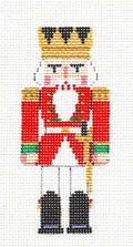 Nutcracker ~ Red King with Sword 4" Tall Mini Nutcracker Ornament 18 Mesh handpainted Needlepoint Canvas by Susan Roberts