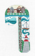 Candy Cane ~  LG. NANTUCKET Candy Cane Ornament handpainted Needlepoint Canvas by Danji Designs