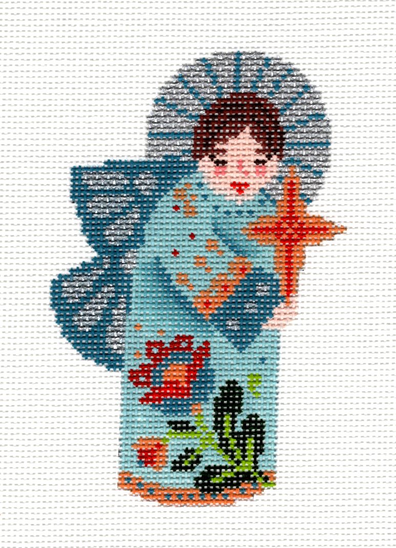 Nativity ~ Angel Nativity Figure handpainted 18 Mesh Needlepoint Ornament Canvas by Abigail Cecile from PLD