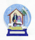 Snow Globe ~ Holy Family Nativity SNOW GLOBE handpainted 18 Mesh Needlepoint Canvas Ornament by Amanda Lawford