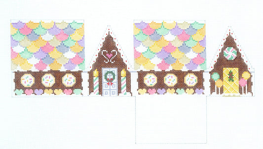 3-D Ornament ~ NECCO WAFERS and CANDY HEARTS Gingerbread House 3-D Needlepoint Ornament Canvas by Susan Roberts