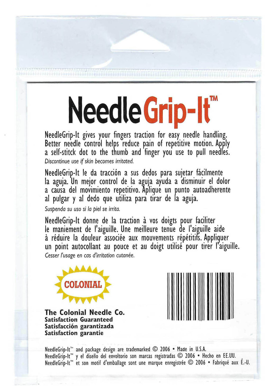 NEEDLE GRIP IT ~ DOT TOOLS ~ Gives Extra Grip for Needlepoint Stitching Tool & Quilting, Sewing