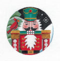 Round ~ NIGHT NUTCRACKER With Cardinal handpainted 18 Mesh 4" Rd. Needlepoint Ornament Canvas by Rebecca Wood