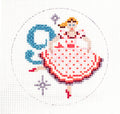 12 Days of Christmas ~ 9 Ladies Dancing 13 Mesh handpainted 4" Round Needlepoint Canvas by Alice Peterson