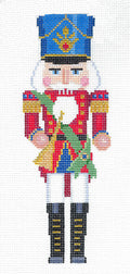 Nutcracker ~ Christmas Trumpeter 9.5" Tall Nutcracker on 13 Mesh handpainted Needlepoint Ornament by Susan Roberts