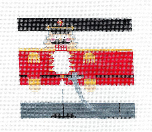 Nutcracker ~ Officer Roll-Up 3-D Ornament handpainted on 18 Mesh Needlepoint Canvas by Kathy Schenkel
