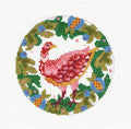 Christmas Partridge in a Pear Tree with Wreath Ornament handpainted 18 mesh Needlepoint Canvas by Abigail Cecile (Copy)