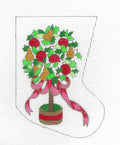 Christmas Pear Tree Mini Stocking Ornament 18 Mesh handpainted Needlepoint Canvas from CBK