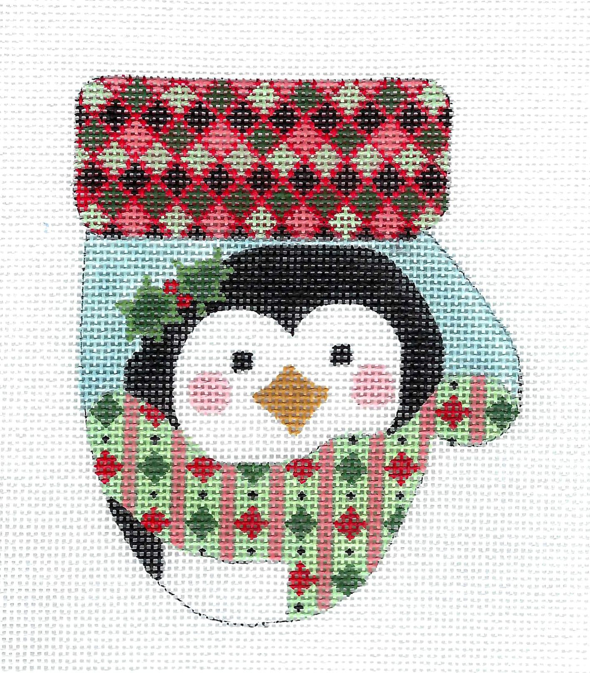 Mitten ~ Holiday Penguin Mitten Ornament on 18 Mesh handpainted Needlepoint Canvas by CH Designs from Danji