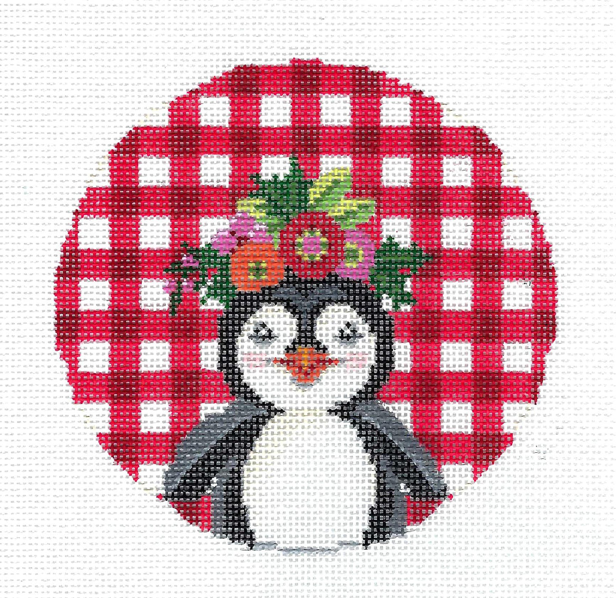PENGUIN ~ Patrick the Christmas Penguin Ornament handpainted 18mesh Needlepoint Ornament Canvas by Kelly Clark