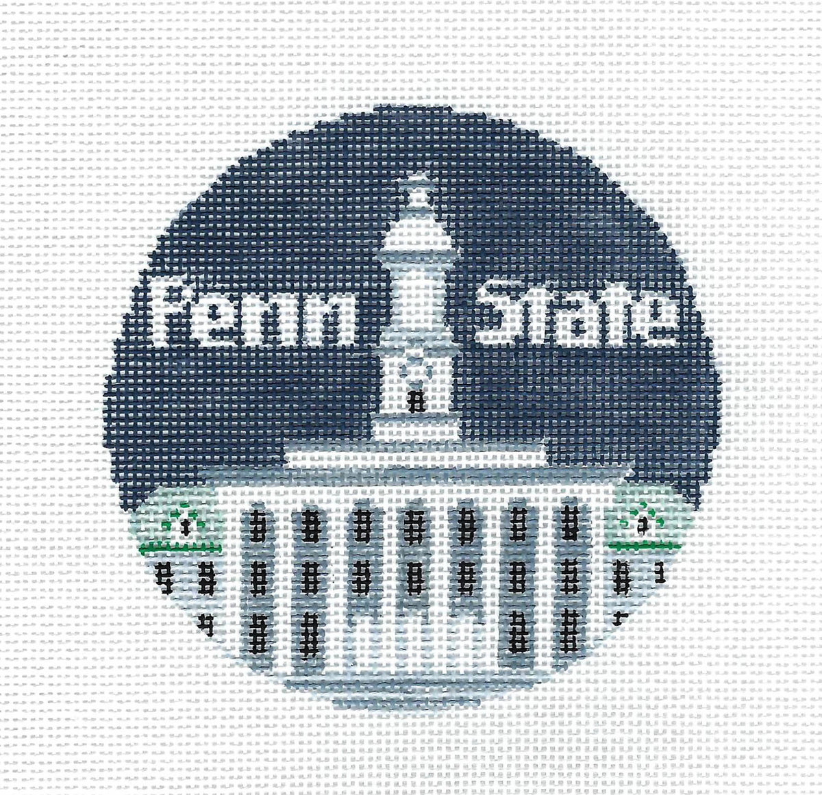Destination ~ PENN STATE UNIVERSITY in Pennsylvania 18 Mesh handpainted 4" Rd. Needlepoint Canvas by Kathy Schenkel