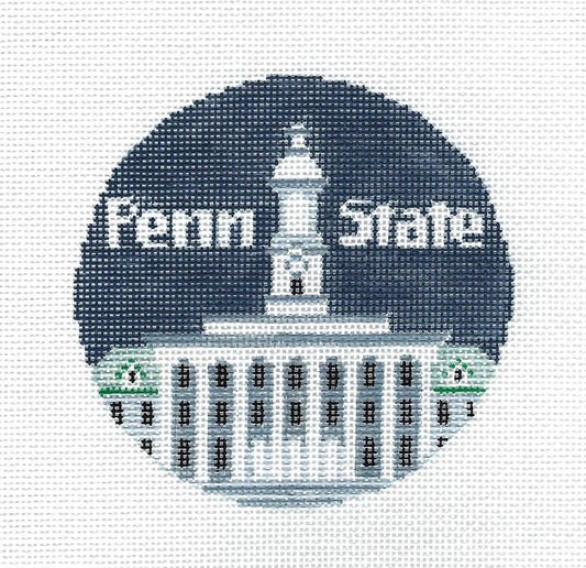 Destination ~ PENN STATE UNIVERSITY in Pennsylvania 18 Mesh handpainted 4" Rd. Needlepoint Canvas by Kathy Schenkel