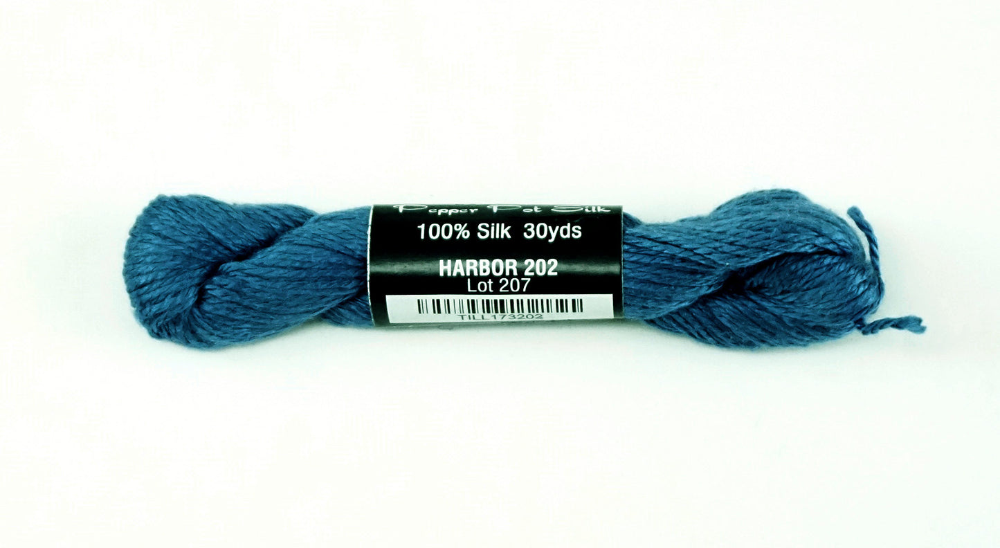 Pepper Pot SILK  #202 " Harbor " Blue Single Ply Needlepoint Stitching Thread by PEPPER POT SILK